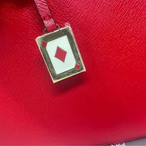 Estee Lauder Cosmetic Train Case Red Faux Leather Card Suits Detail Bag Charm - Picture 8 of 13